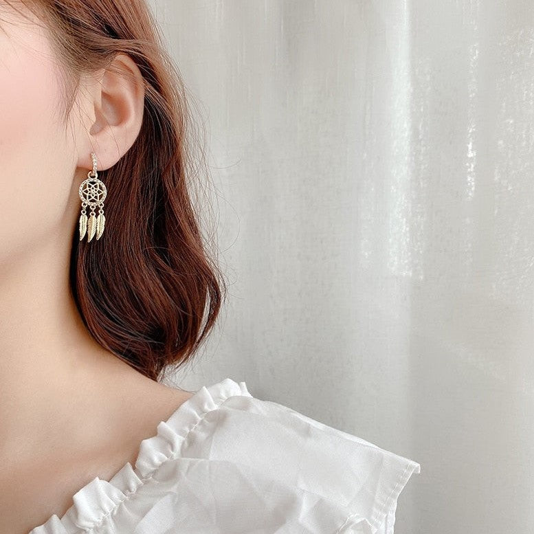 Dreamcatcher 14k Gold Earrings