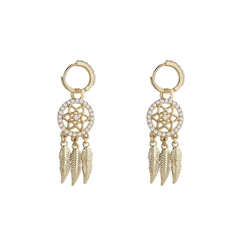 Dreamcatcher 14k Gold Earrings