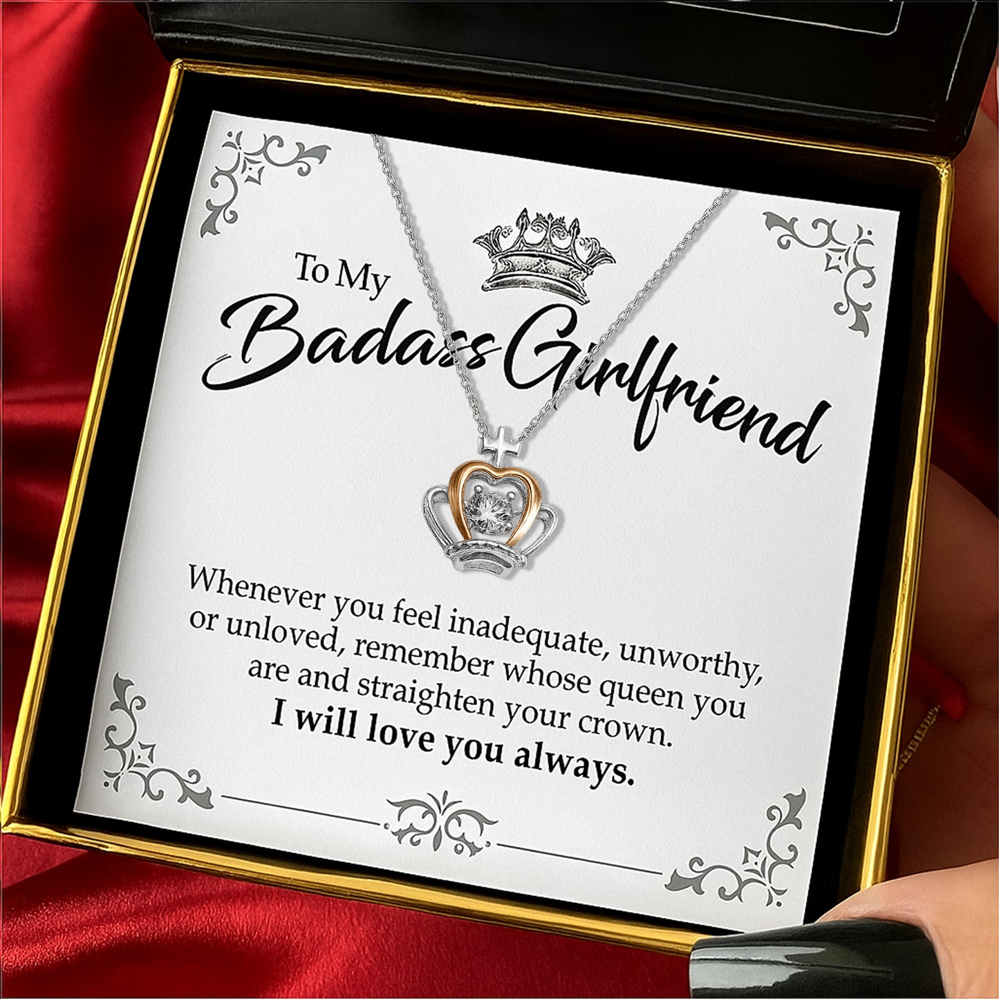 Girlfriend Baddie Crown Necklace Gift Set