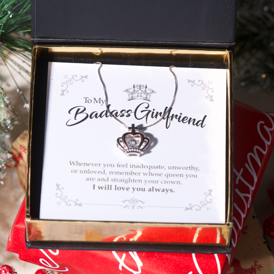 Badass Girlfriend Crown Necklace Gift Set