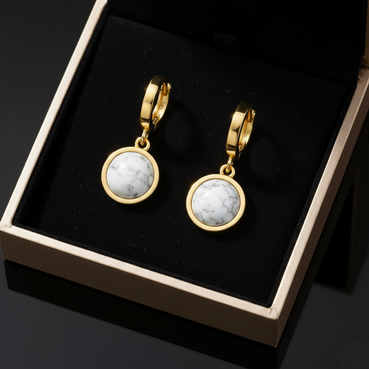 White Turquoise Mini Hoop Earrings