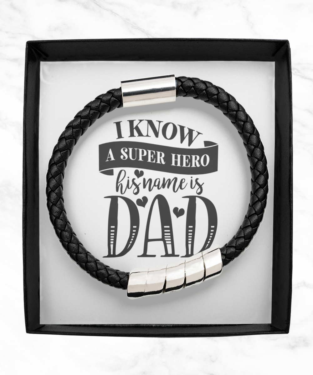 I Know a Super Hero Dad - Men's Black Bracelet Gift Set