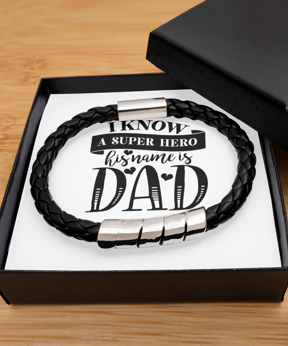 I Know a Super Hero Dad - Men's Black Bracelet Gift Set