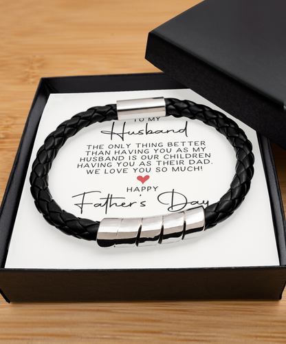 To My Husband, The Only Thing Better (Father's Day) - Men's Black Bracelet Gift Set