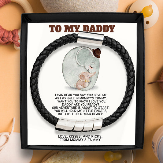To My Daddy, I Can Hear You - Men's Black Bracelet Gift Set