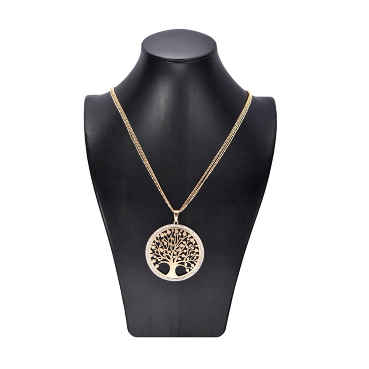 3 Sets of Tree of Life - Pendant Necklace With Rhinestones