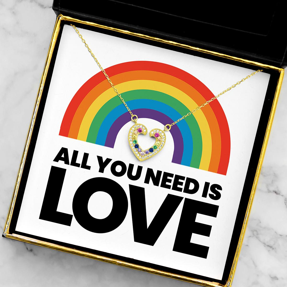 All You Need Is Love - Rainbow Open Heart Necklace Gift Set