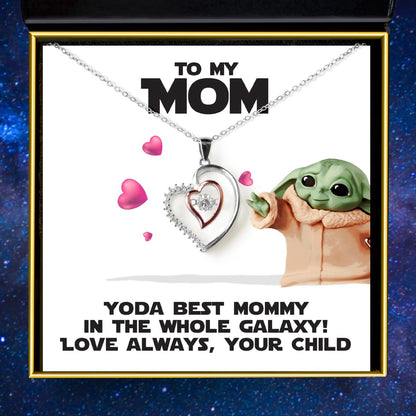 To My Mom (Levitation Yoda) - Luxe Heart Necklace Gift Set