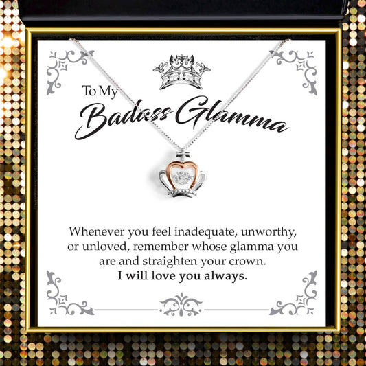 To My Badass Glamma - Luxe Crown Necklace Gift Set