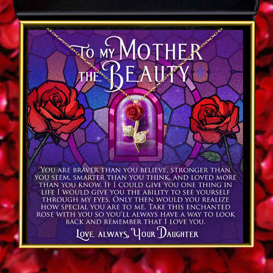 To My Mother The Beauty - Red Rose Necklace Gift Set