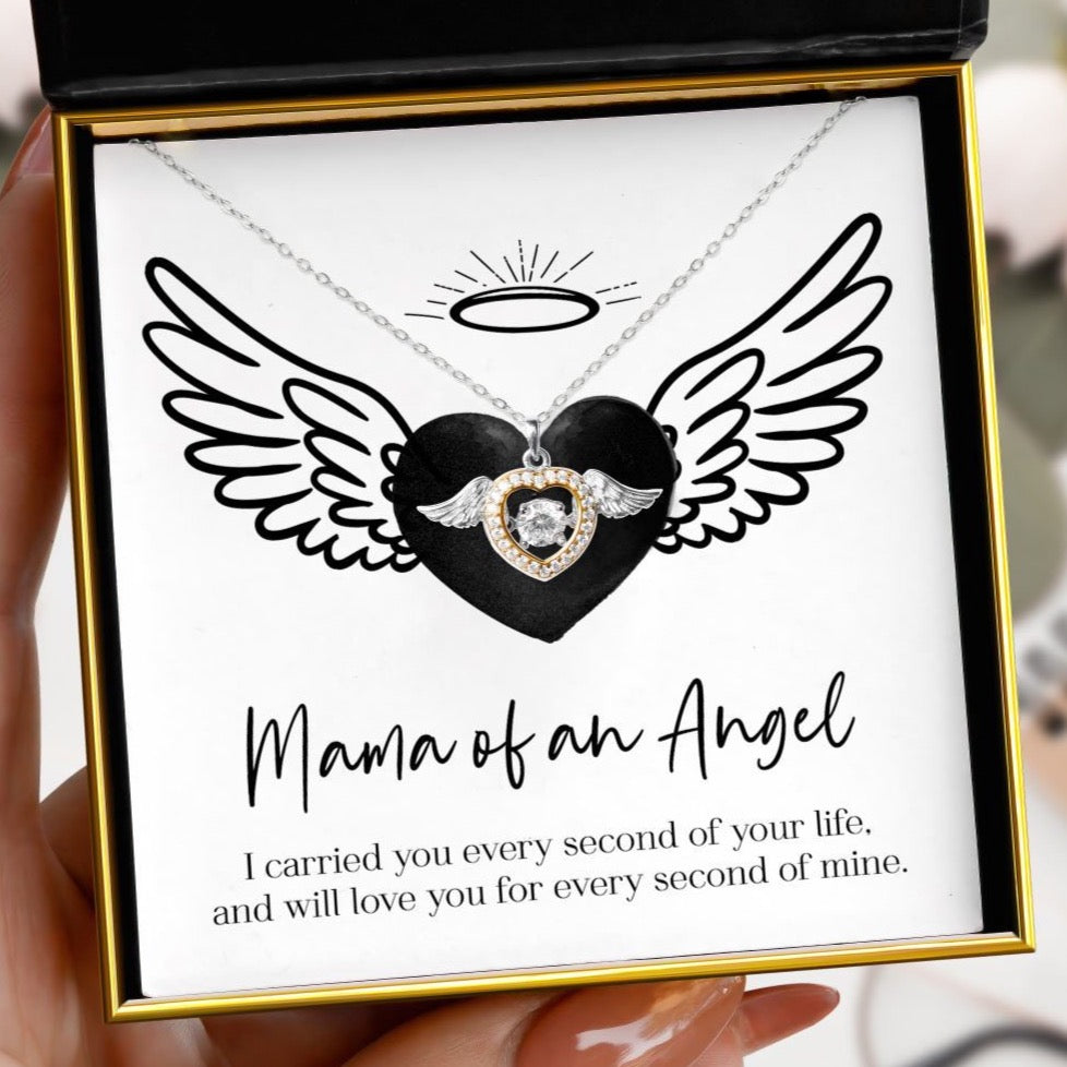 Mama of an Angel - Dancing Crystal Angel Wings Necklace Gift Set