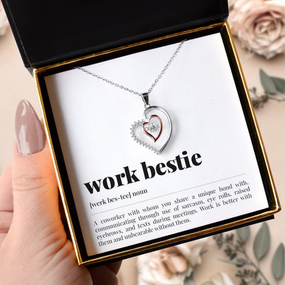 3 Sets of Work Bestie Noun - Luxe Heart Necklace Gift Set