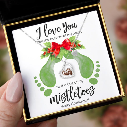 Mistletoes - Baby Feet Heart Necklace Gift Set