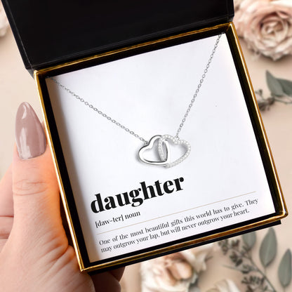 Daughter Noun - Sterling Silver Joined Hearts Necklace Gift Set