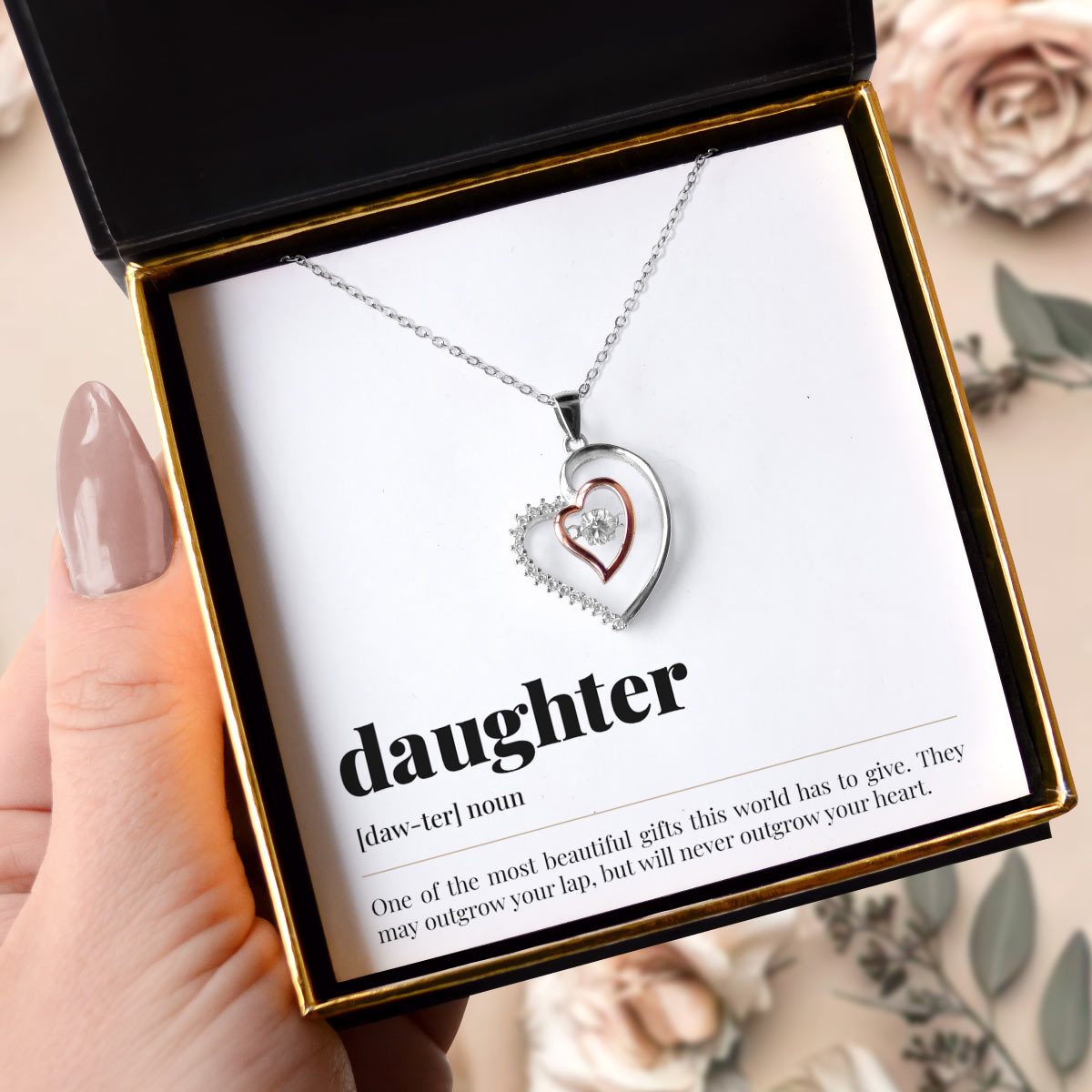 3 Sets of Daughter Noun - Luxe Heart Necklace Gift Set