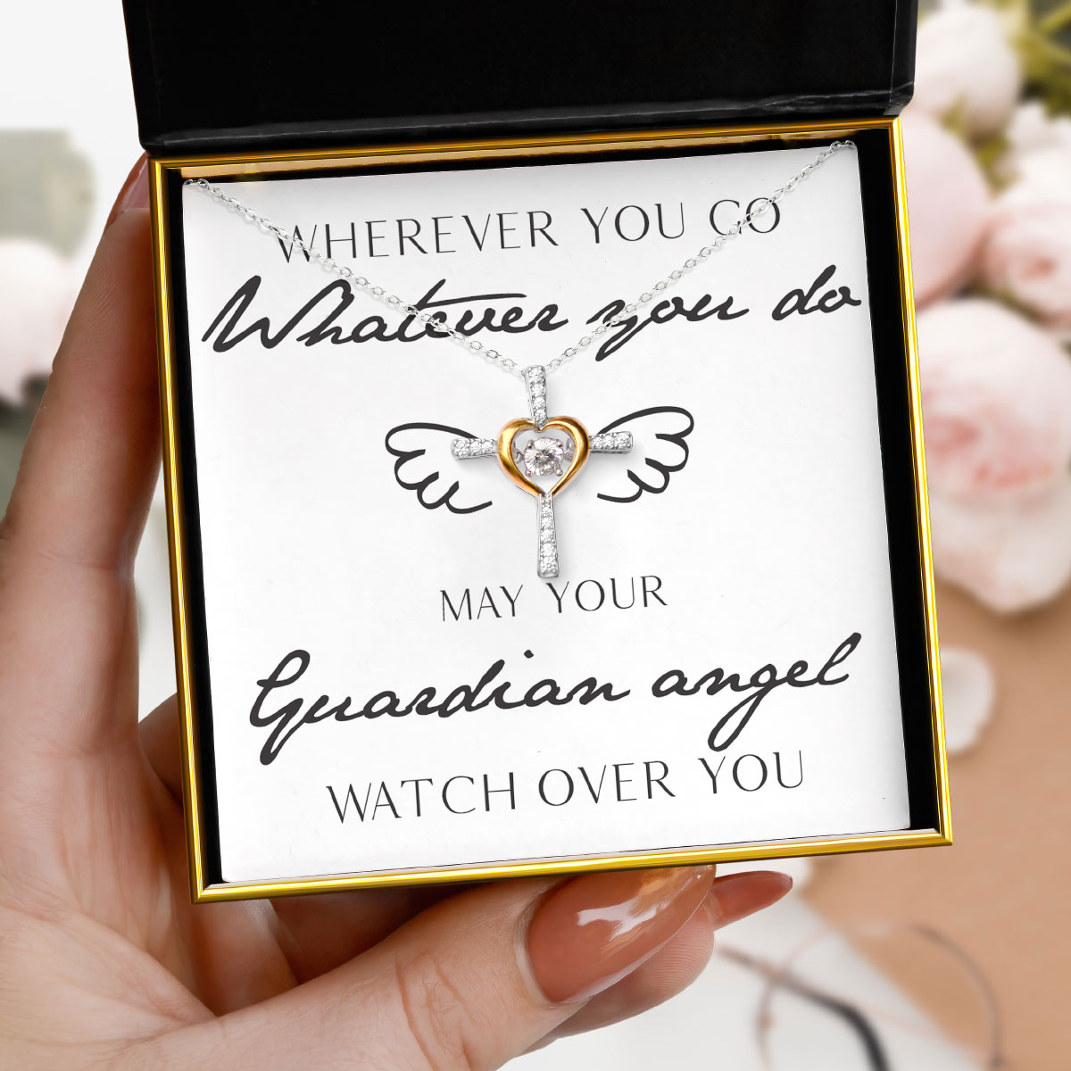 Guardian Angel - Dancing Crystal Cross Necklace Gift Set