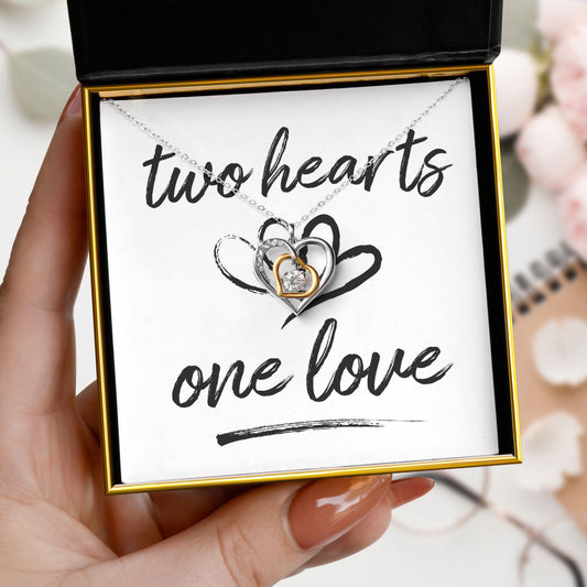 One Love - Dancing Crystal Double Heart Necklace Gift Set