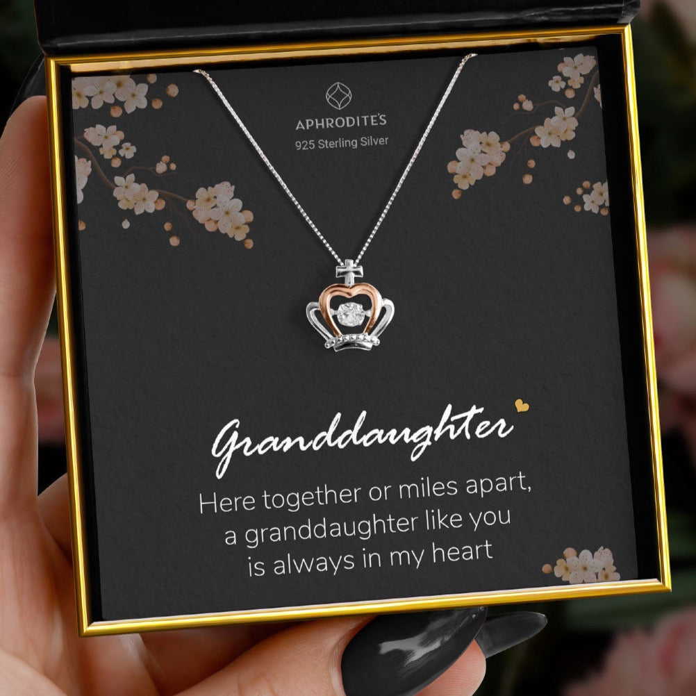 Granddaughter, Here Together - Luxe Crown Necklace Gift Set