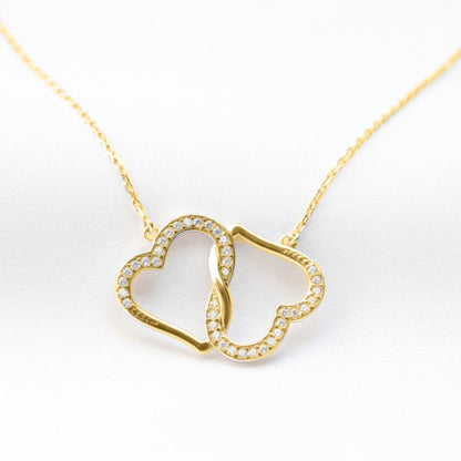 To My Wife (Holiday Card) - Gold Joined Hearts Necklace Gift Set