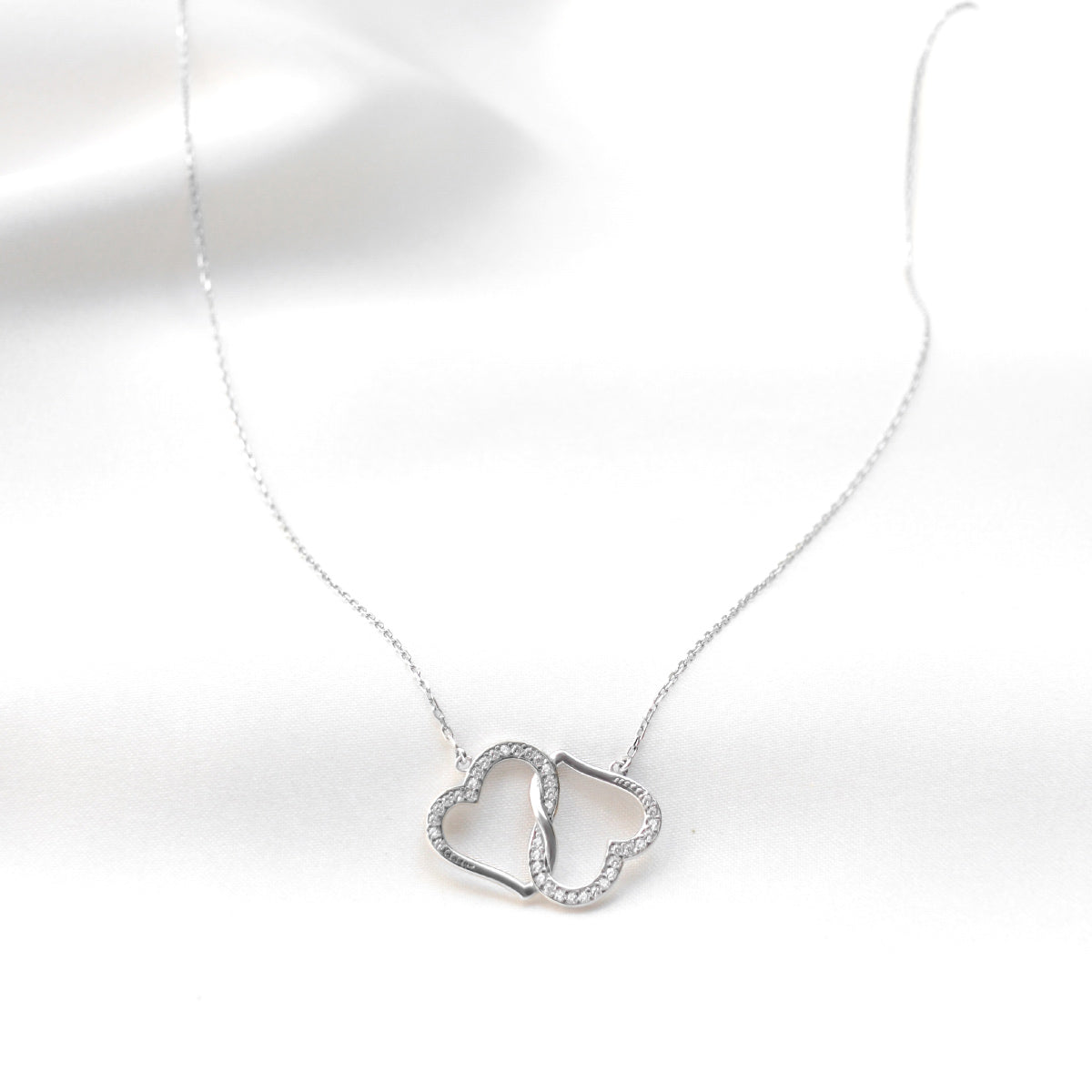 Mother & Son, the Love Between - Joined Hearts Silver Necklace Gift Set
