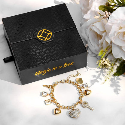 Magic in a Box - Love Locked Gold Charm Bracelet
