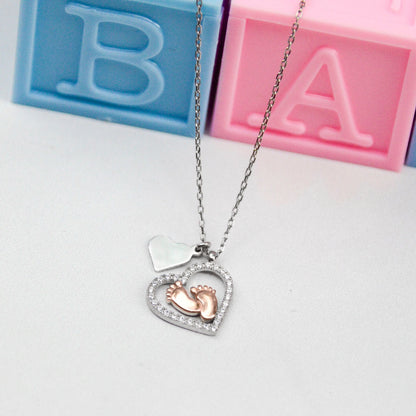 To My Mummy, First Mother’s Day (Baby Grinch) - Baby Feet Heart Necklace Gift Set