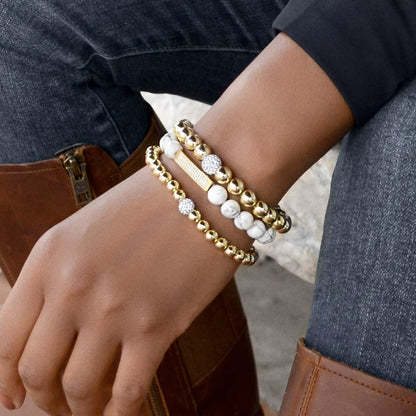 Solid Gold 3 Pc Bracelet Stack