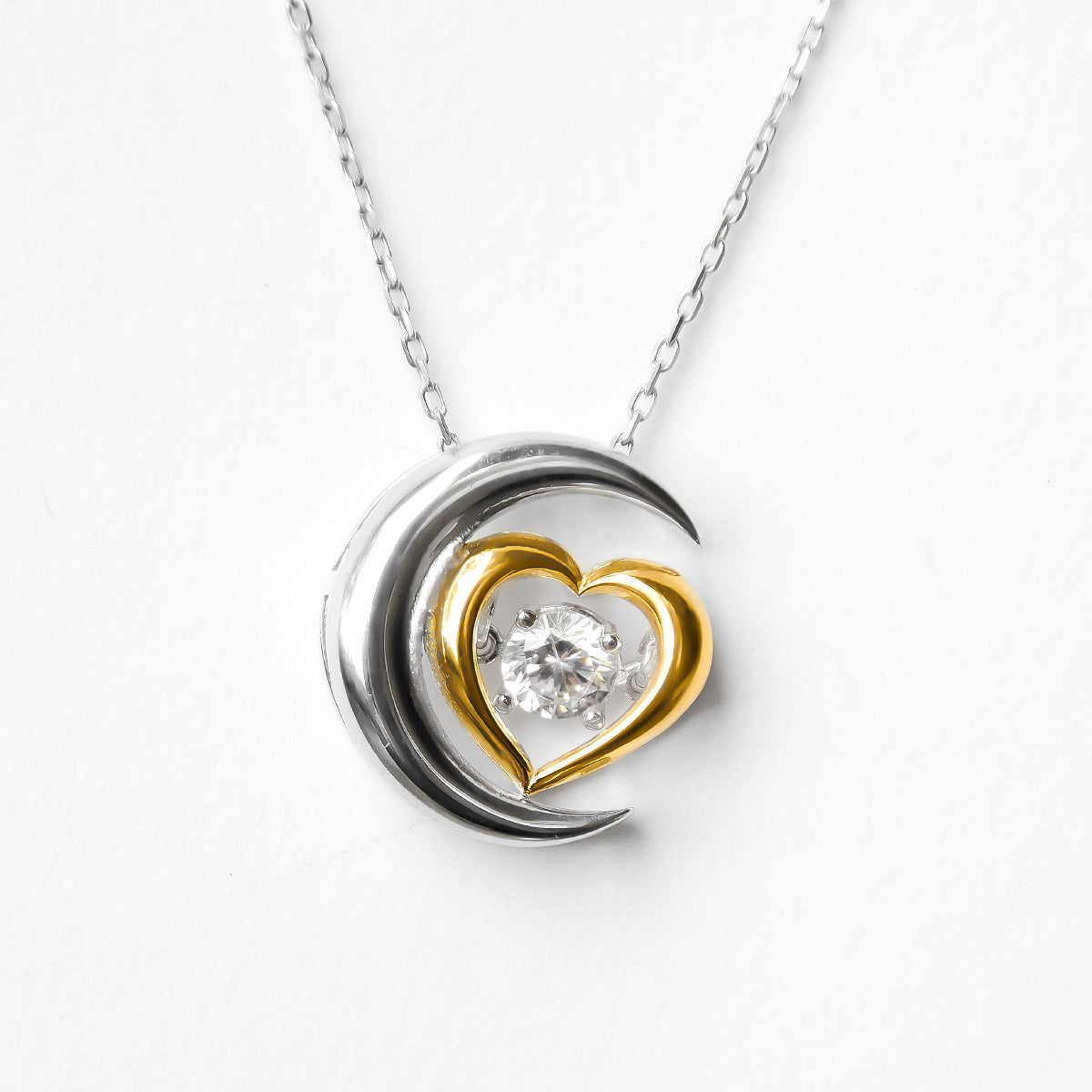 To the Moon - Dancing Crystal Moon Heart Necklace Gift Set