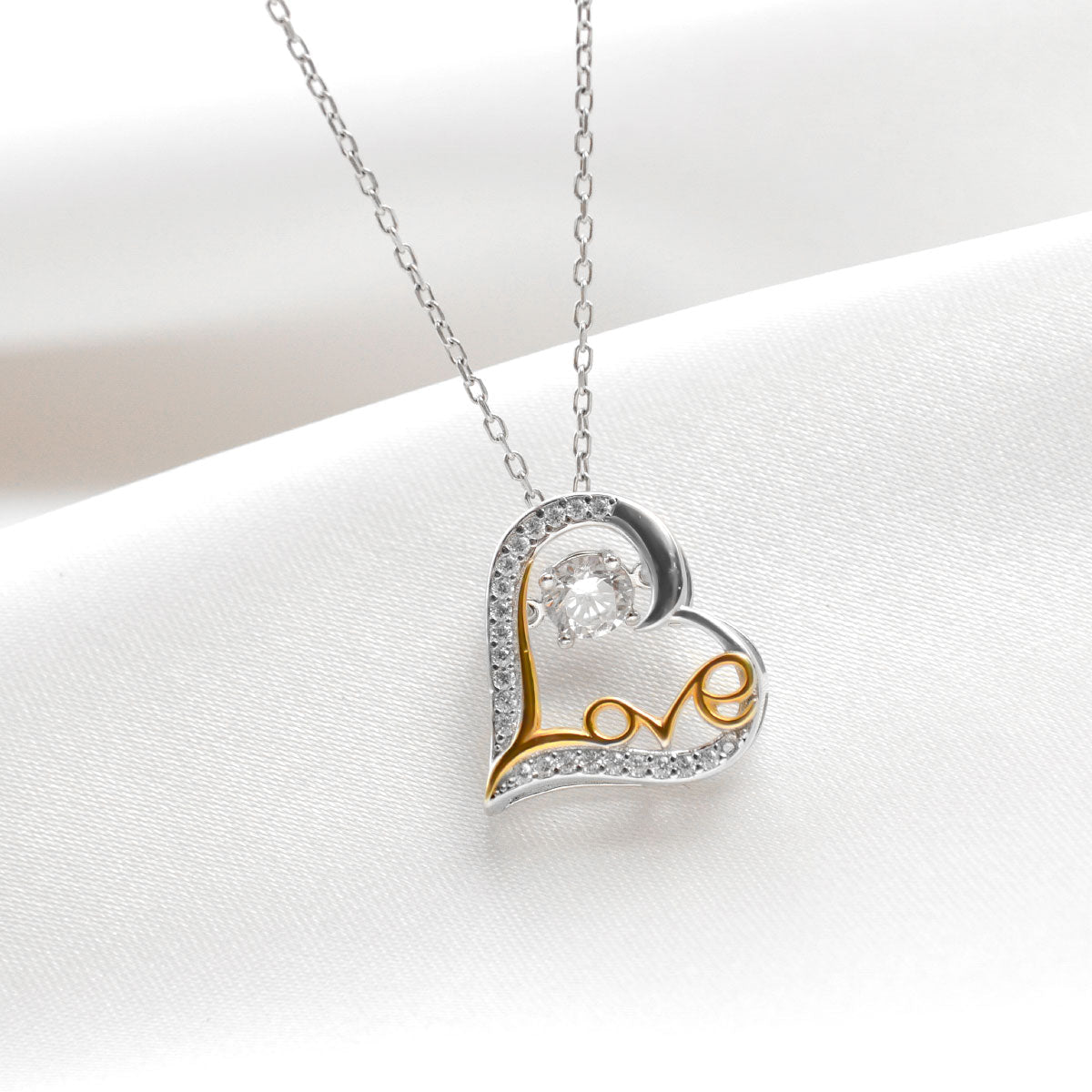 To My Snow Princess, From Mom - Dancing Crystal Love Heart Necklace Gift Set