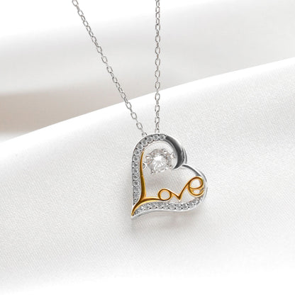 To My Snow Princess, From Mom - Dancing Crystal Love Heart Necklace Gift Set