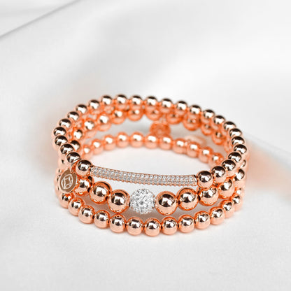 Coming Up Rose Gold 3 Pc Bracelet Stack