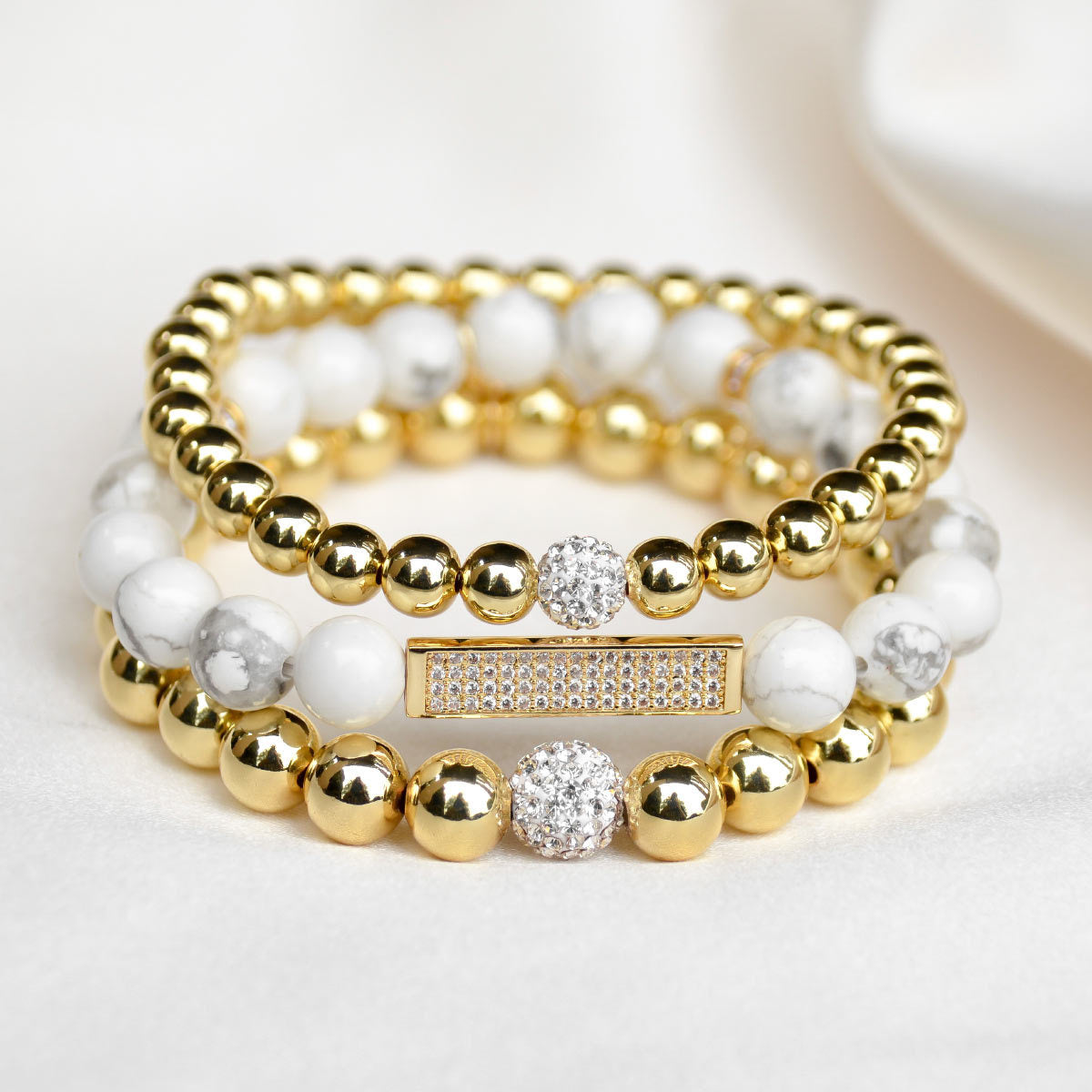 Solid Gold 3 Pc Bracelet Stack