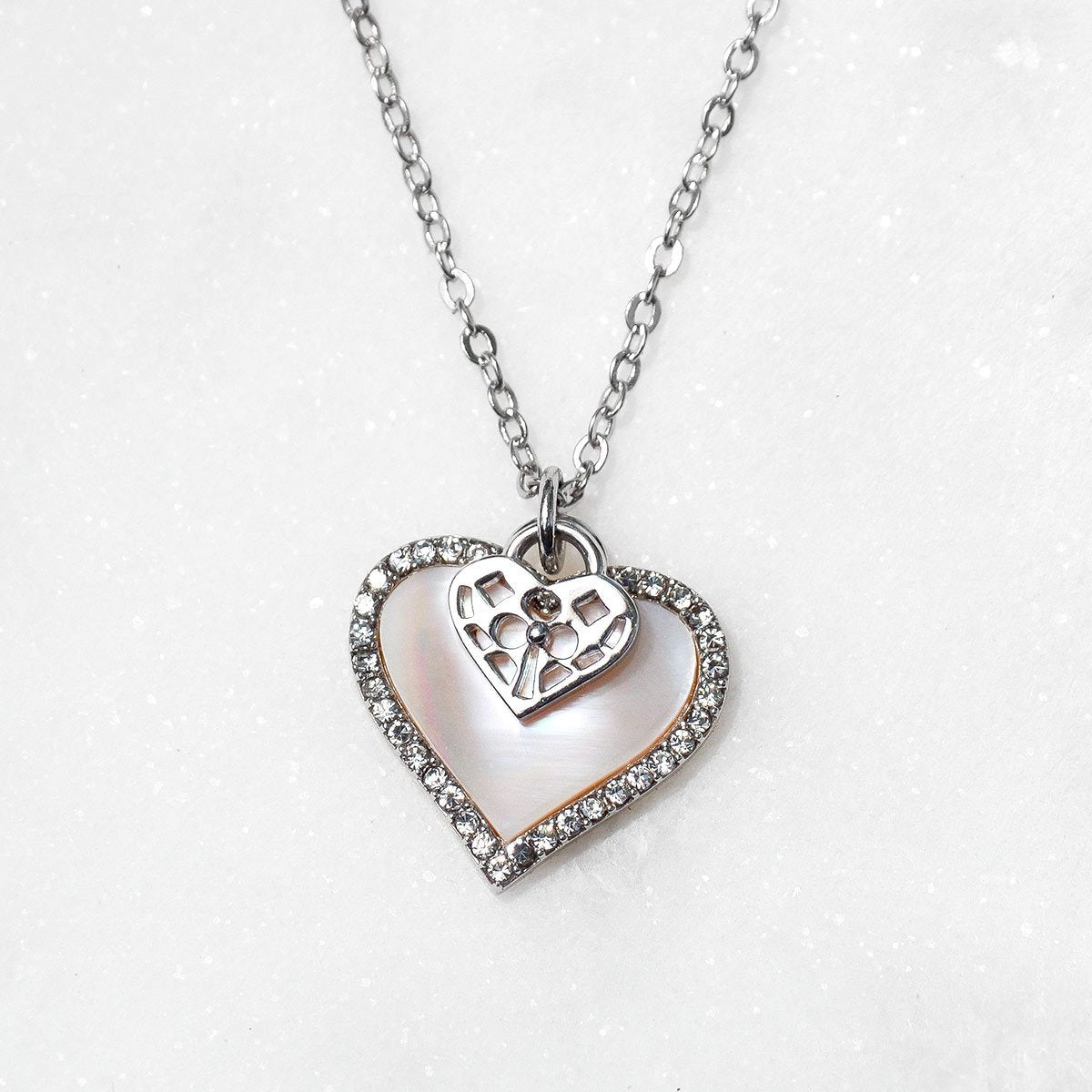To My Smoking Hot Lady - Pink Satin Pave Heart Charm Necklace Gift Set