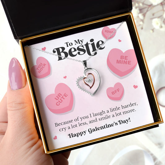 To My Bestie, Happy Galentine's Day - Luxe Heart Necklace Gift Set