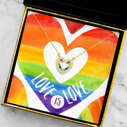 Love is Love - Rainbow Open Heart Necklace Gift Set