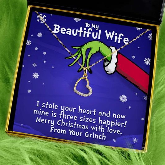 To My Wife, From Your Grinch - Better Half Gold Heart Necklace Gift Set