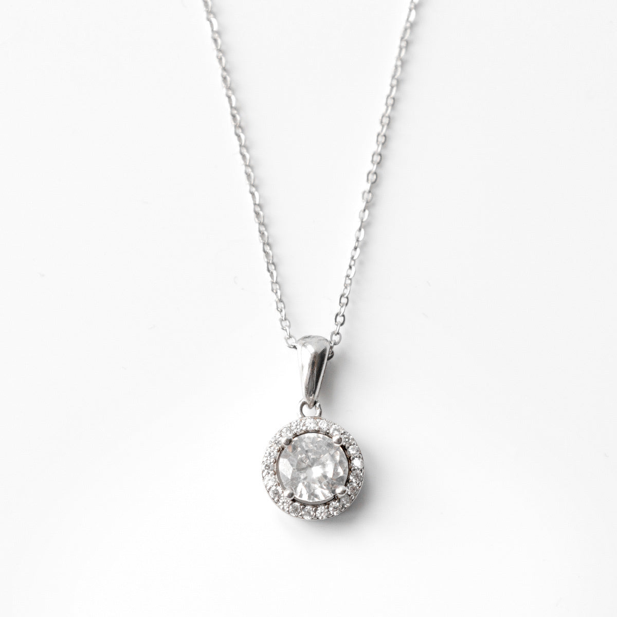 Happy Fifteen Year Anniversary - Classique Sterling Silver Halo Pendant Necklace Gift Set