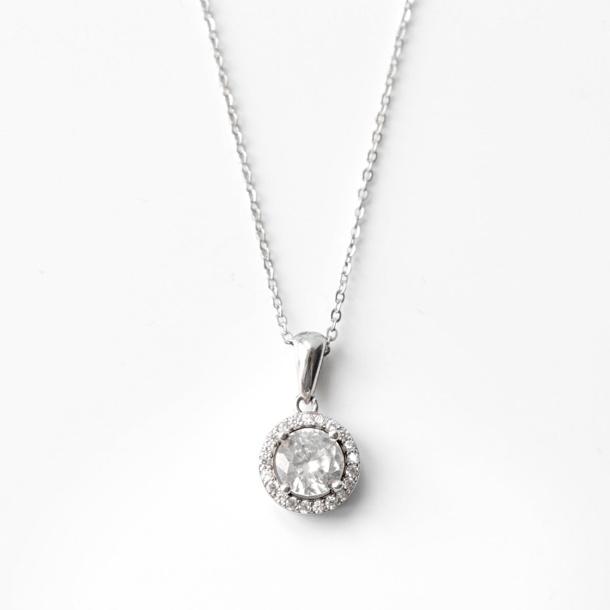 Happy Twenty Year Anniversary - Classique Sterling Silver Halo Pendant Necklace Gift Set