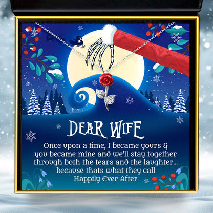 Dear Wife, Once Upon A Time (Christmas Card) - Red Rose Necklace Gift Set