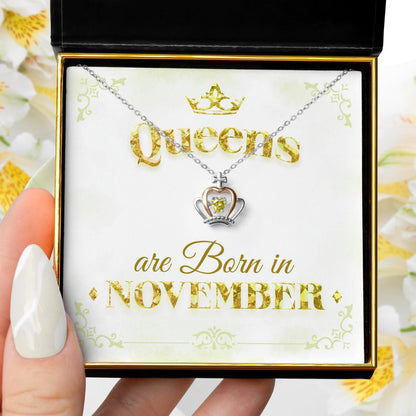 Queens Are Born - Luxe Crown Birthstone Necklace Gift Set