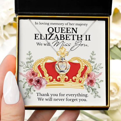 In Loving Memory, Queen Elizabeth - Luxe Crown Necklace Gift Set