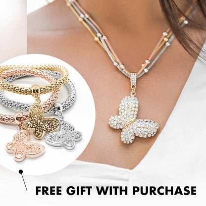 Solid Butterfly Pendant Necklace with FREE Matching Bracelets ($30 Value)
