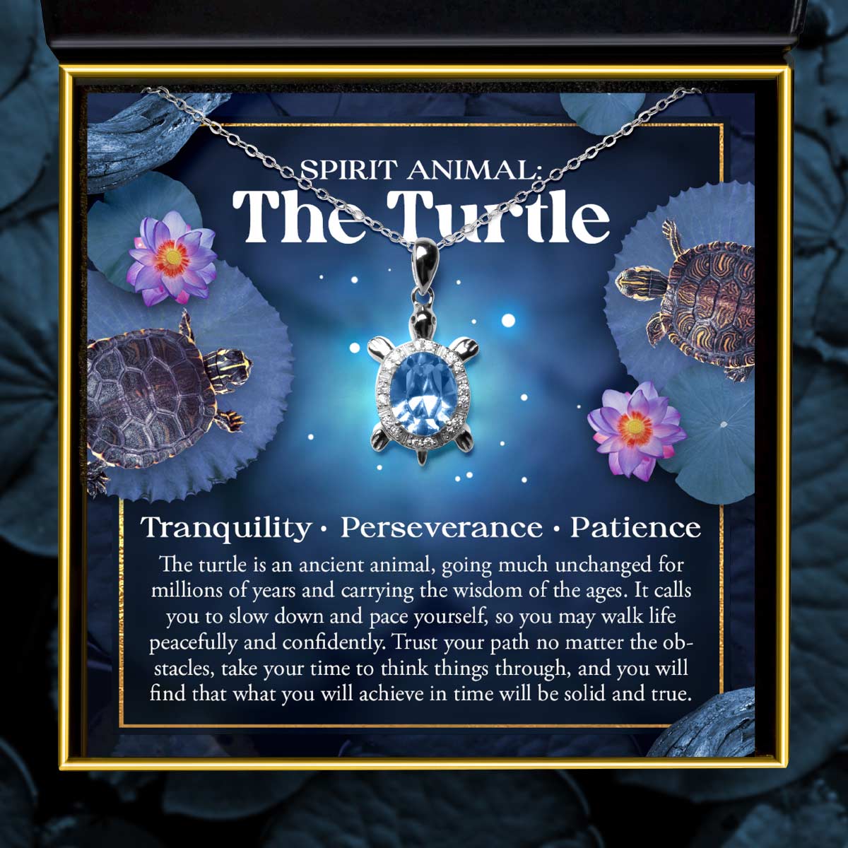 Swarovski Crystal Spirit Animal Turtle Necklace Gift Set