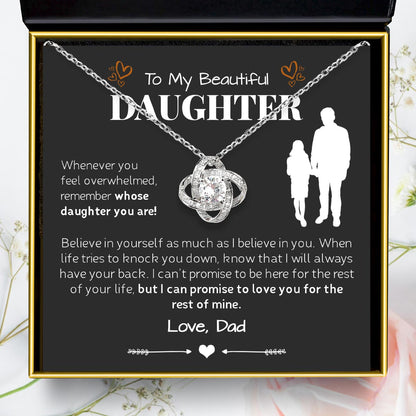 To My Beautiful Daughter, Whenever You Feel Overwhelmed - Silver Love Knot Necklace Gift Set