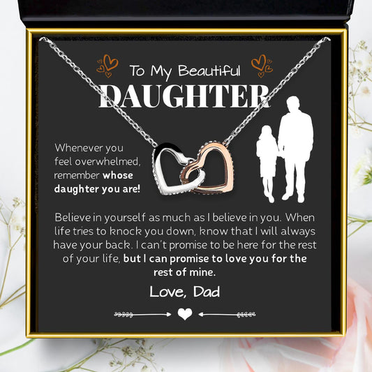 To My Beautiful Daughter, Whenever You Feel Overwhelmed - Interlocking Hearts Necklace Gift Set