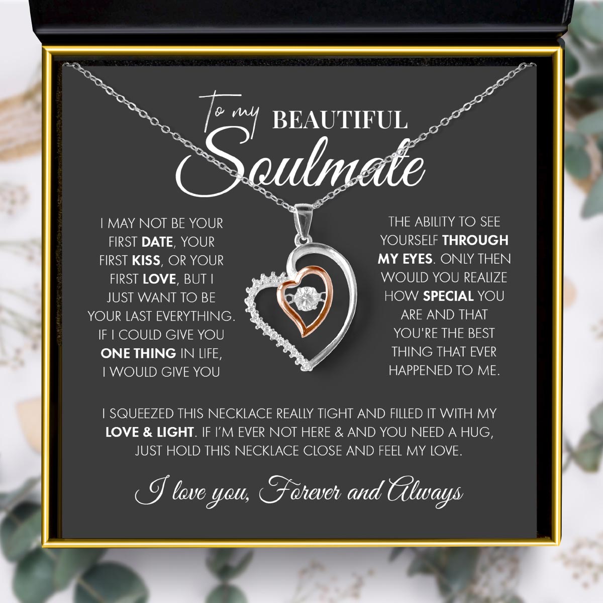 To My Beautiful Soulmate, I May Not Be Your First Date (Grey Card) - Luxe Heart Necklace Gift Set