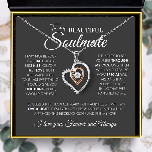 To My Beautiful Soulmate, I May Not Be Your First Date (Grey Card) - Luxe Heart Necklace Gift Set