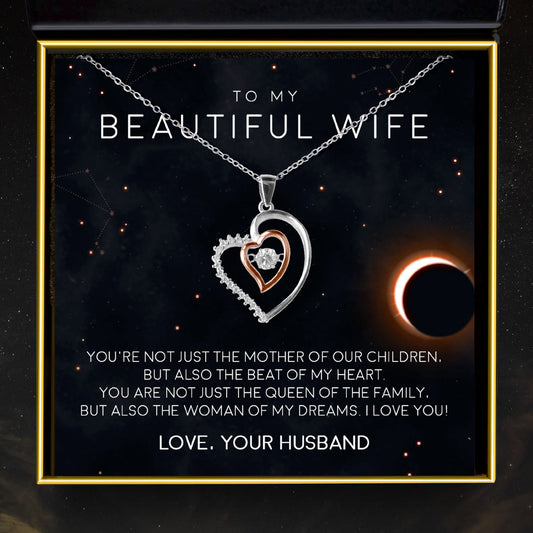 To My Beautiful Wife, Woman of My Dreams - Luxe Heart Necklace Gift Set
