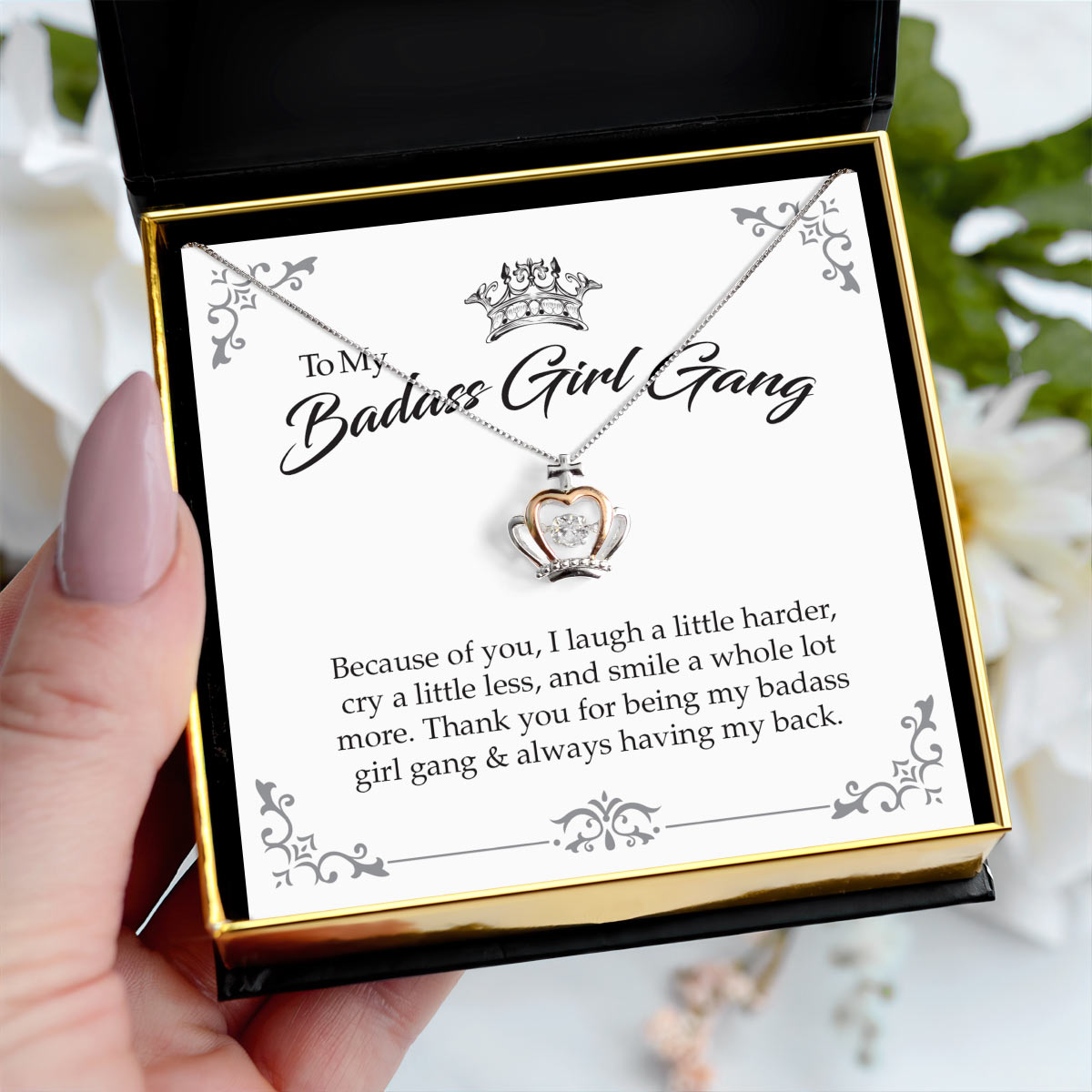 To My Badass Girl Gang - Luxe Crown Necklace Gift Set