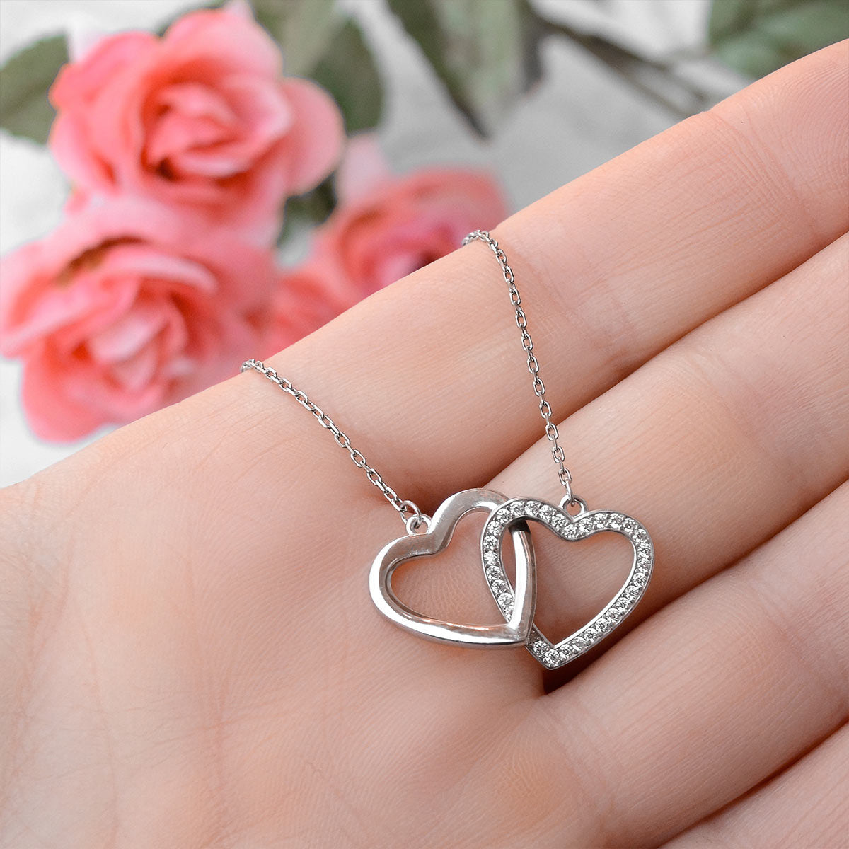 To My Daughter, Love Dad - Sterling Silver Joined Hearts Necklace Gift Set